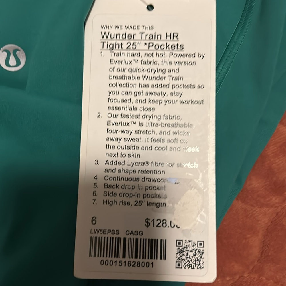 lululemon athletica Teal Leggings NWT size 6 - Picture 5 of 5